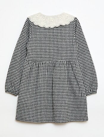 Jacquard gebreide jurk met puntkraag