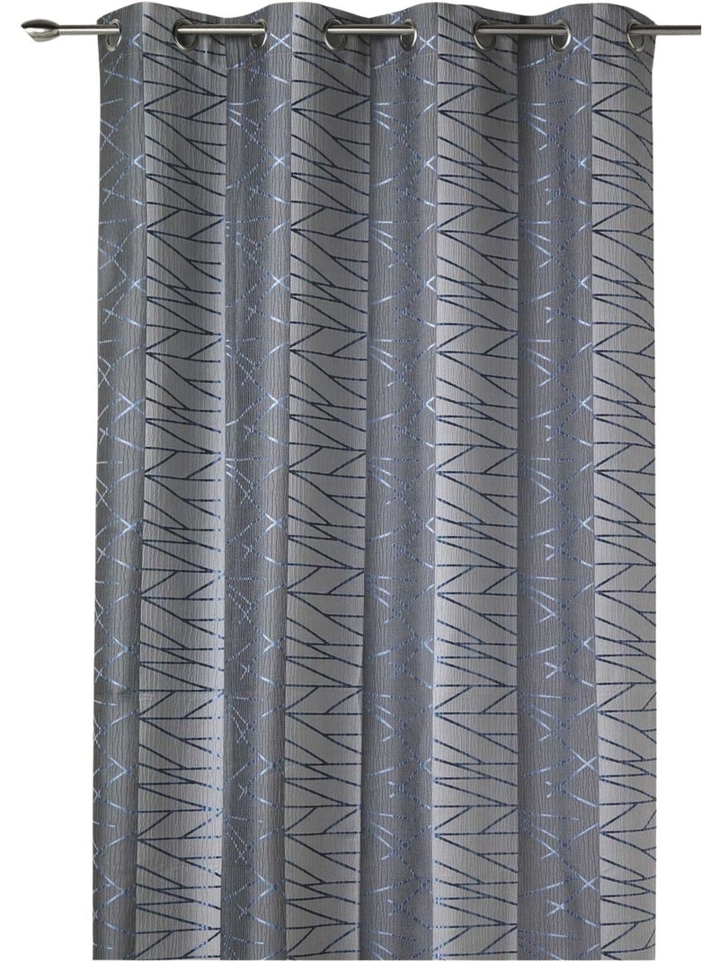Jacquard-gordijn met verticale strepen in een stijlvol ontwerp Blauw - Kiabi