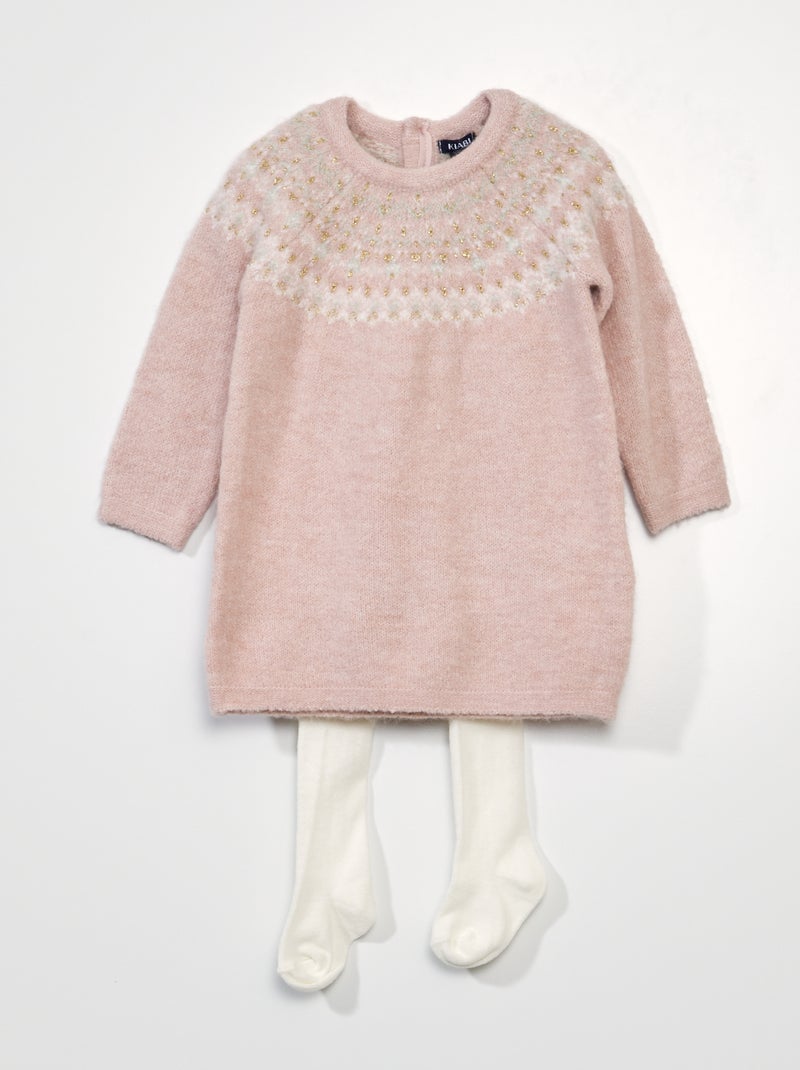 Jacquard jurkje + maillotje ROSE - Kiabi