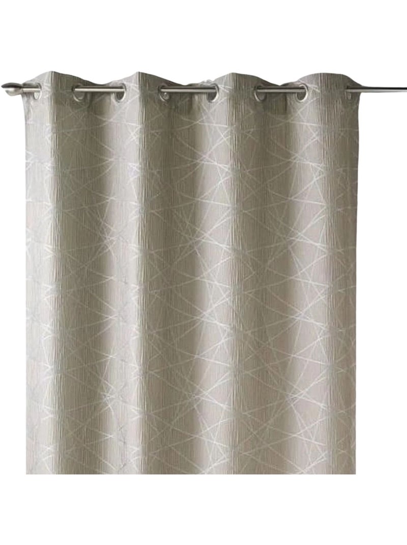 Jacquard-lichtdoorlatend gordijn met geometrische motieven Beige - Kiabi