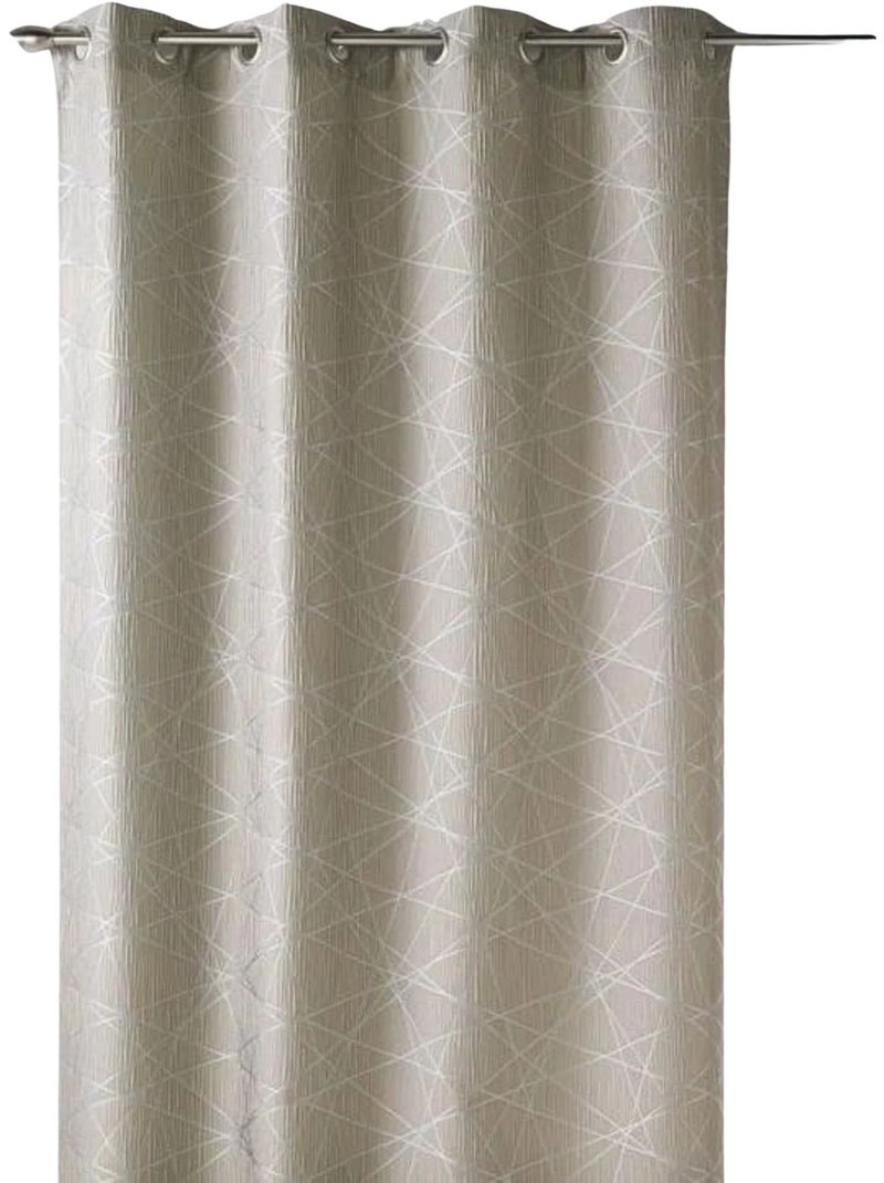 Jacquard-lichtdoorlatend gordijn met geometrische motieven Beige - Kiabi