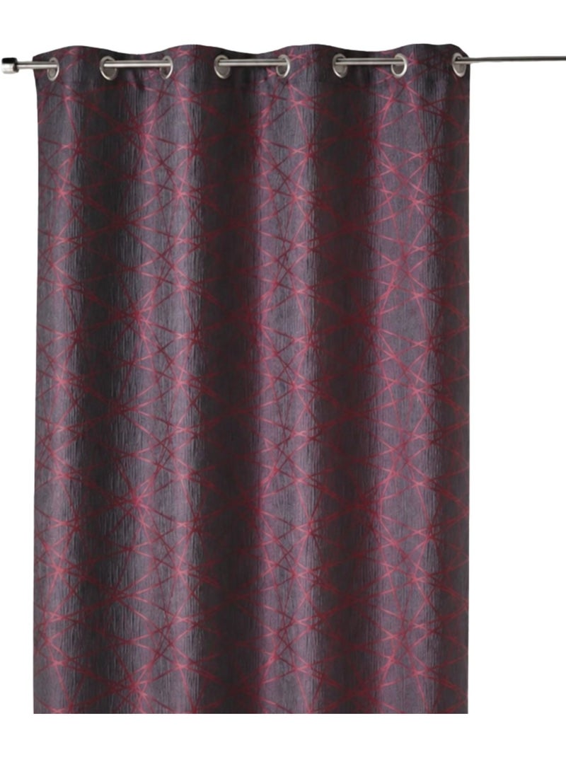 Jacquard-lichtdoorlatend gordijn met geometrische motieven Bordeaux - Kiabi