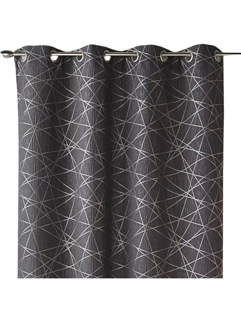 Jacquard-lichtdoorlatend gordijn met geometrische motieven Lichtgrijs - Kiabi
