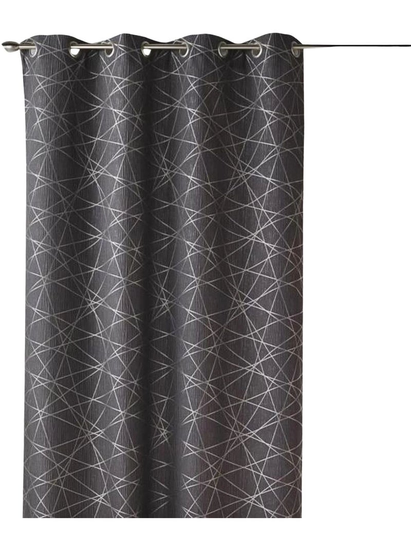 Jacquard-lichtdoorlatend gordijn met geometrische motieven Lichtgrijs - Kiabi
