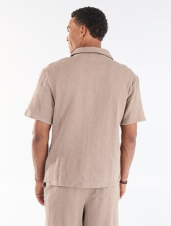 Jacquard overhemd met korte mouwen
