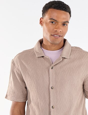 Jacquard overhemd met korte mouwen