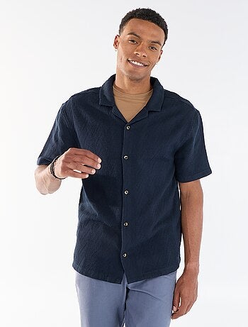 Jacquard overhemd met korte mouwen