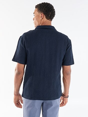 Jacquard overhemd met korte mouwen