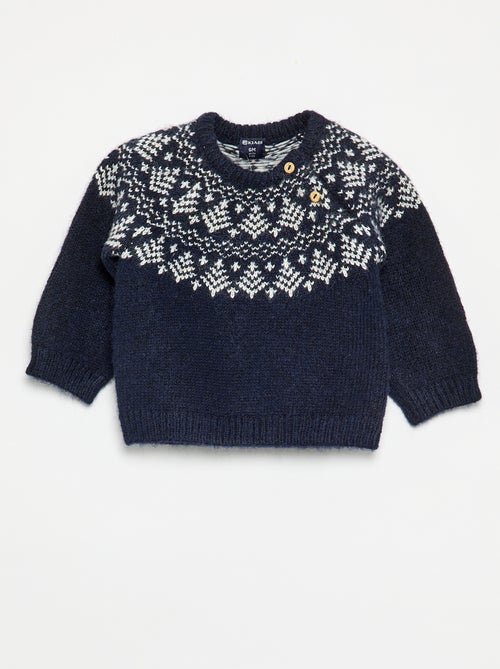 Jacquard trui met knoopsluiting bij de armsgaten - Kiabi