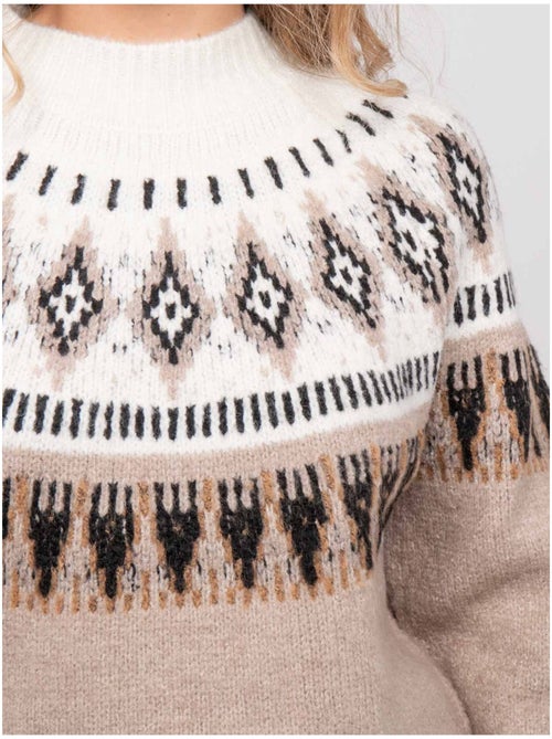Jacquard trui met opstaande kraag en noors motief katana - Kiabi Jacquard trui met opstaande kraag en noors motief katana - Kiabi