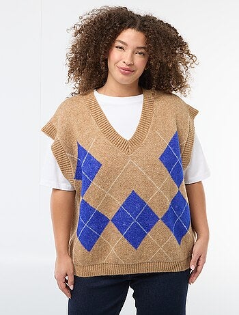 Jacquard trui zonder mouwen