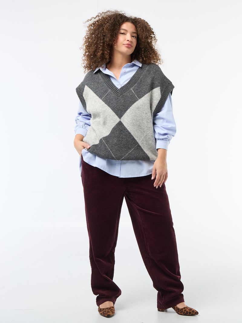 Jacquard trui zonder mouwen Blauw - Kiabi