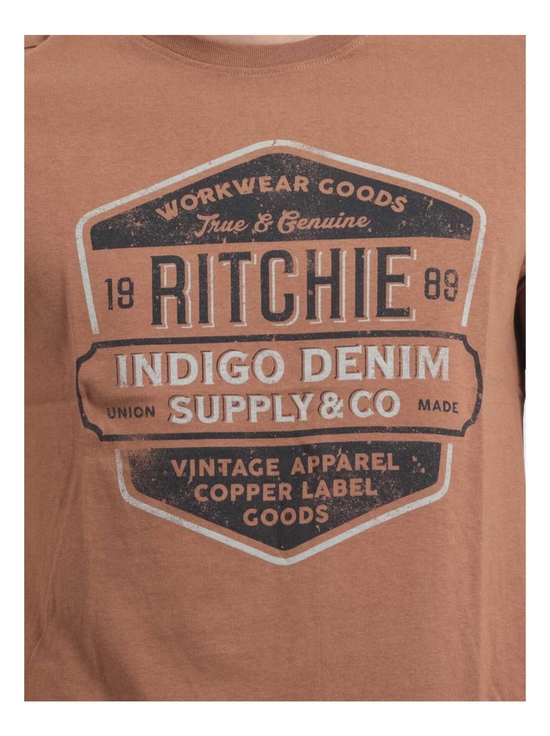 JAGNY puur katoenen T-shirt met ronde hals Geglazuurd bruin - Kiabi