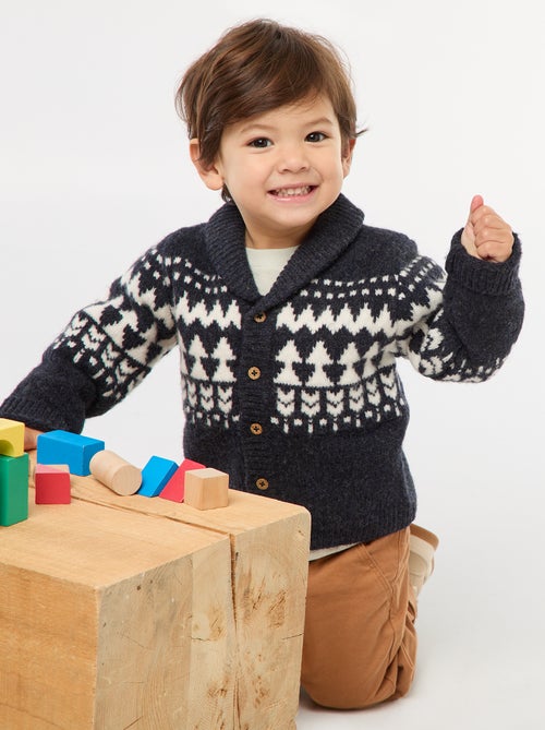 Jaquardvest met sjaalkraag - Kiabi