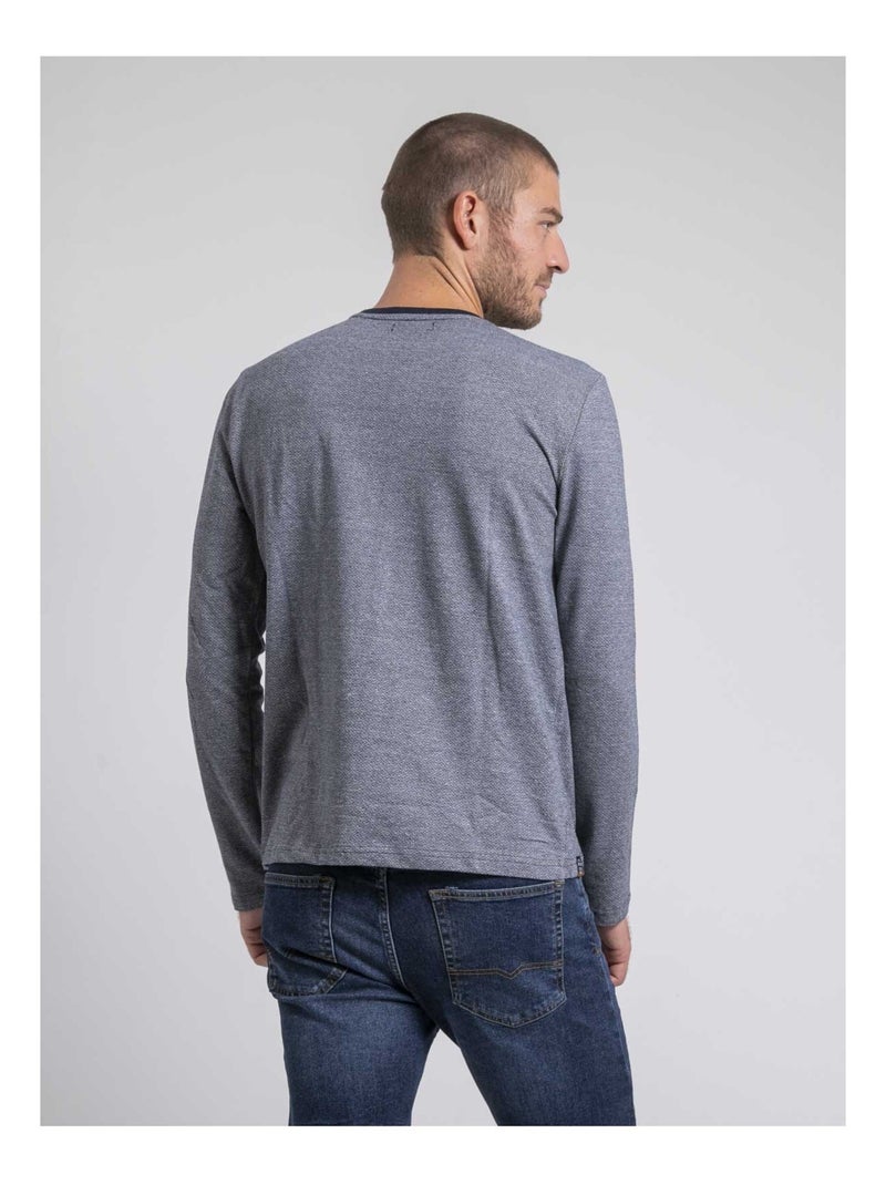 Jaramoji t-shirt met ronde hals en lange mouwen van puur katoen Marineblauw - Kiabi