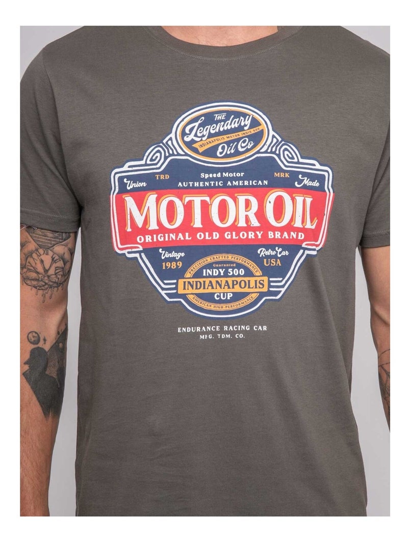 Jarikart bedrukt t-shirt met korte mouwen Kaki - Kiabi