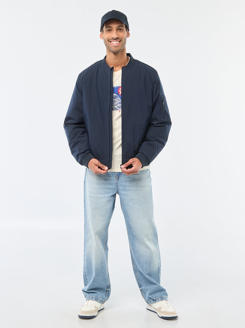 Jas in pilotenstijl met ritszakje op de mouw Blauw - Kiabi