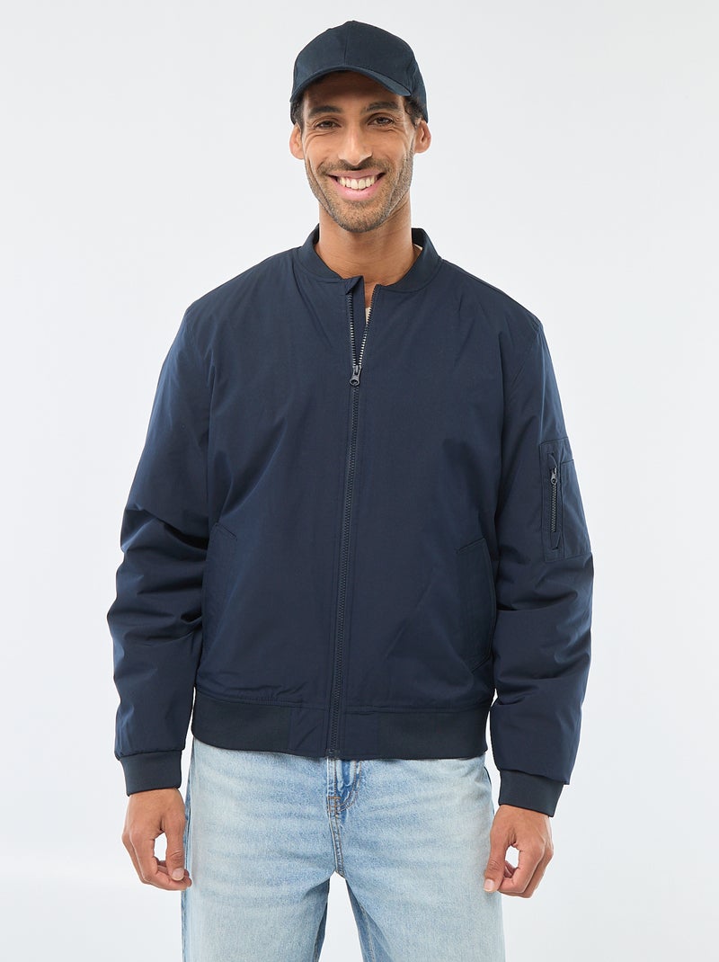 Jas in pilotenstijl met ritszakje op de mouw Blauw - Kiabi