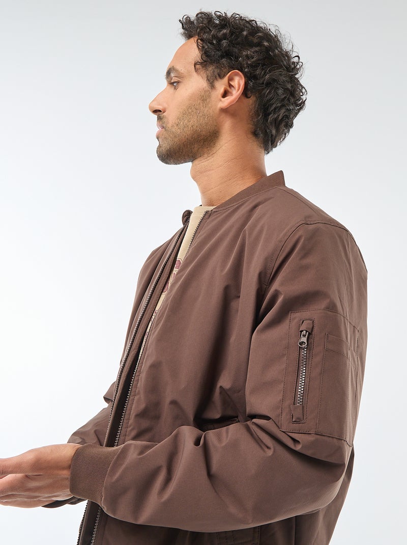 Jas in pilotenstijl met ritszakje op de mouw Bruin - Kiabi