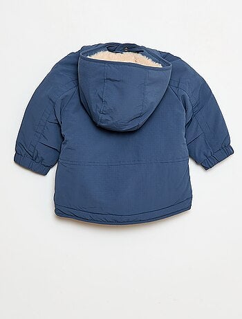 Jas met capuchon met voering van imitatiebont