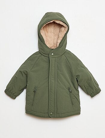 Jas met capuchon met voering van imitatiebont