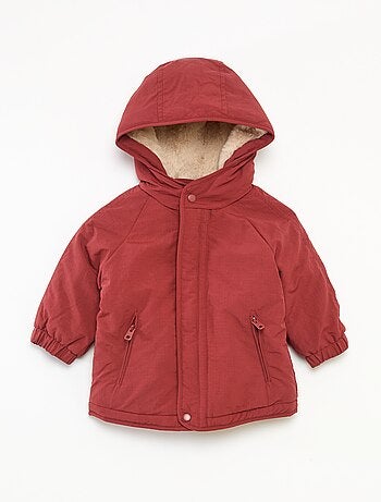 Jas met capuchon met voering van imitatiebont