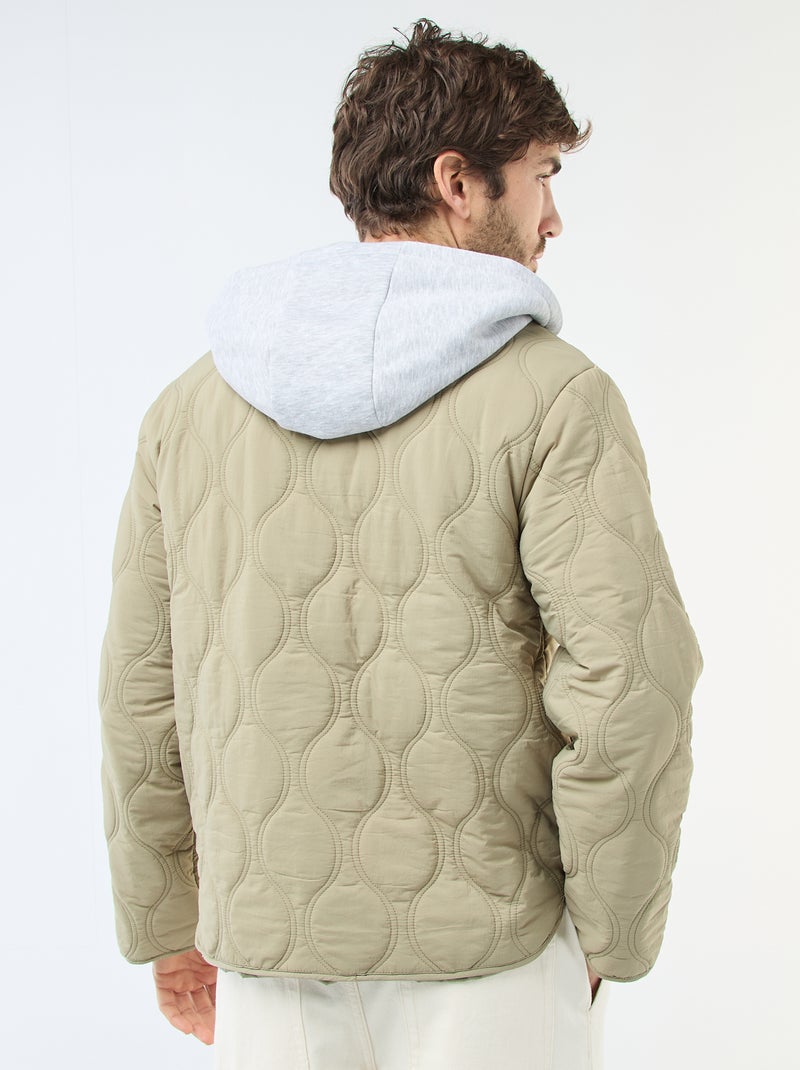Jas met kap en afneembaar fleece borststuk Groen - Kiabi