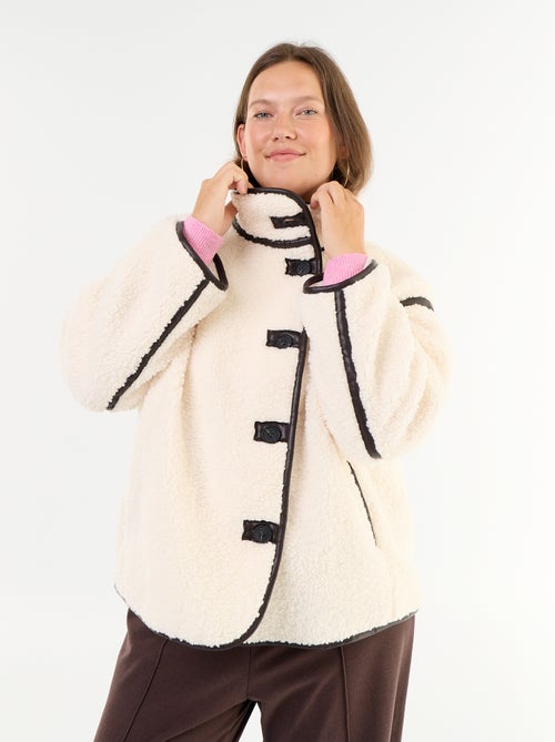 Jas met schapenvachteffect en details van imitatieleer - Kiabi