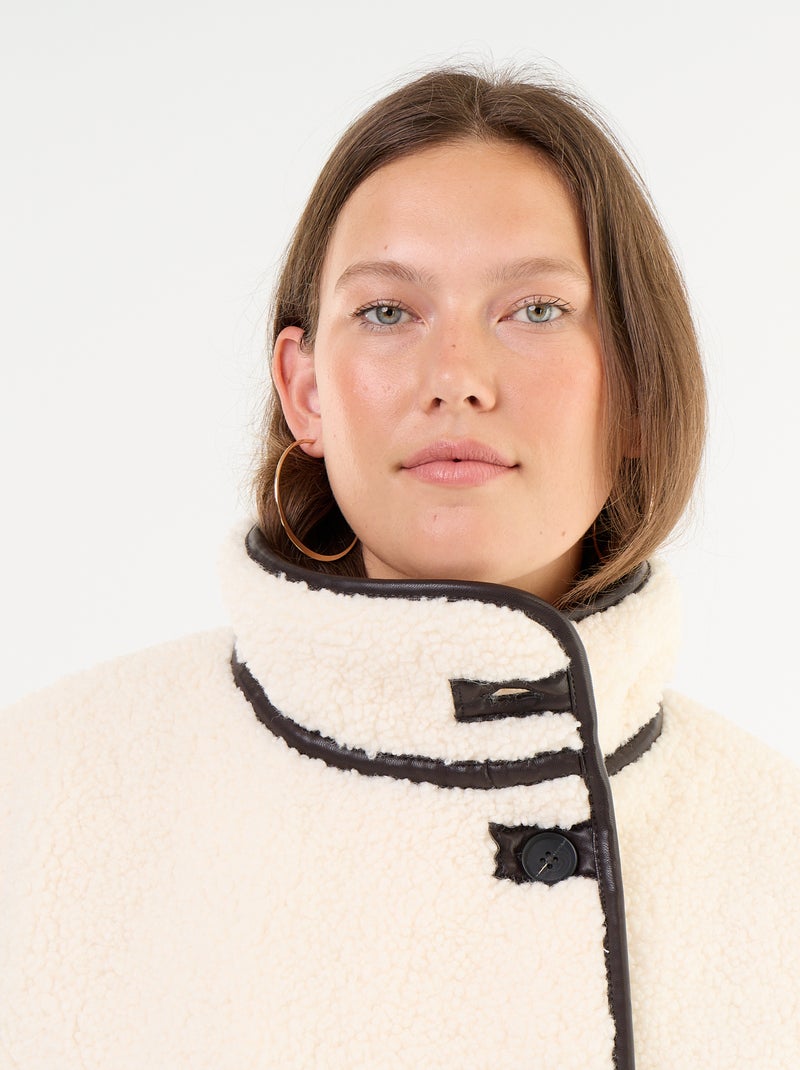 Jas met schapenvachteffect en details van imitatieleer Biege - Kiabi