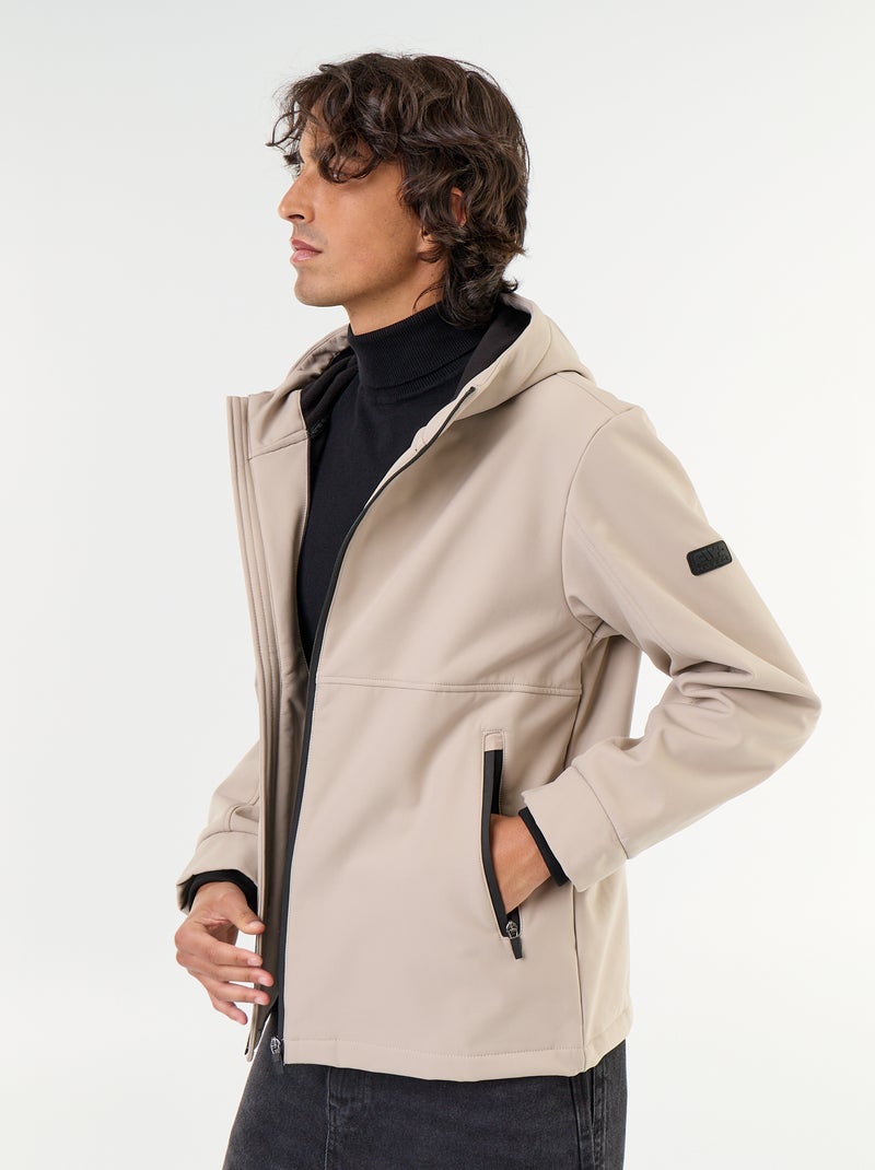 Jas van neopreen met capuchon en microfleece voering Biege - Kiabi