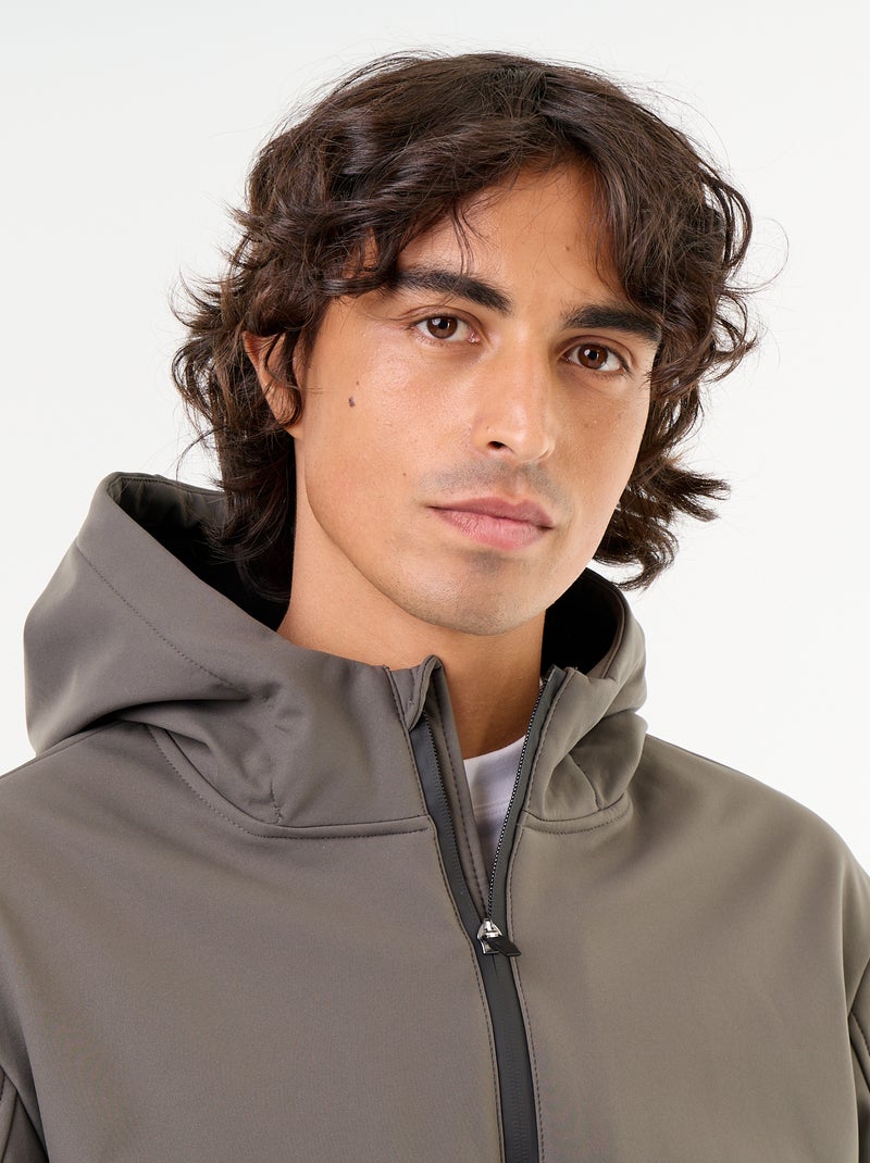 Jas van neopreen met capuchon en microfleece voering Kaki - Kiabi