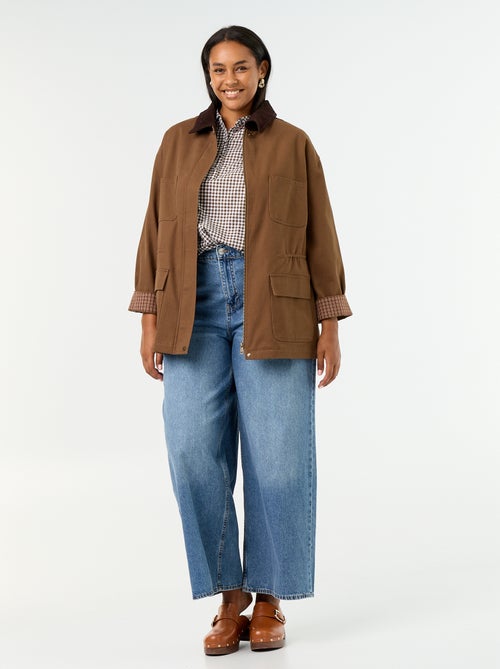 Jas van twill met ribfluwelen kraag - Kiabi