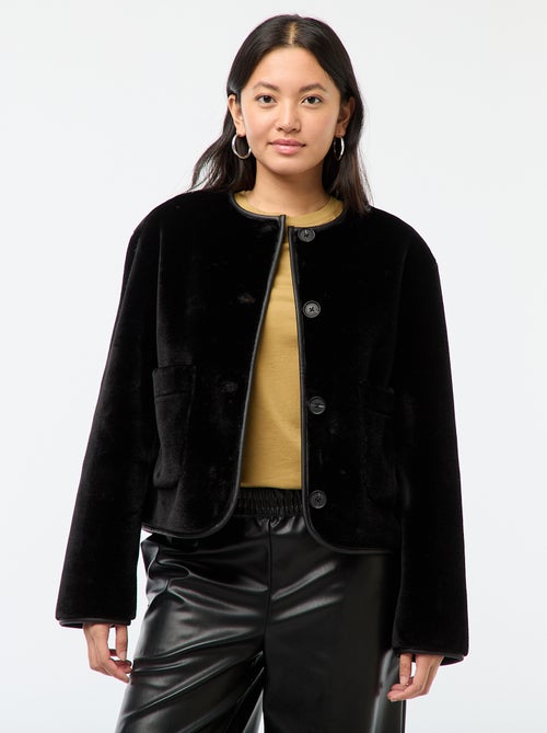 Jasje met ronde hals en pluche-effect - Kiabi