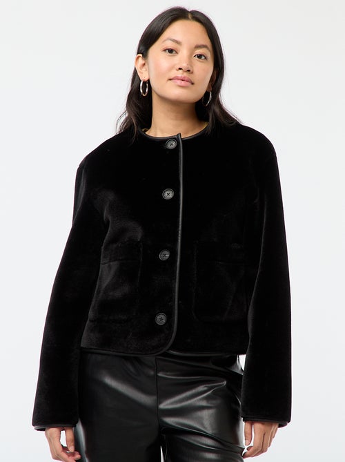 Jasje met ronde hals en pluche-effect - Kiabi