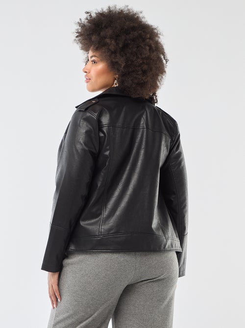 Jasje van imitatieleer met reverskraag - Kiabi