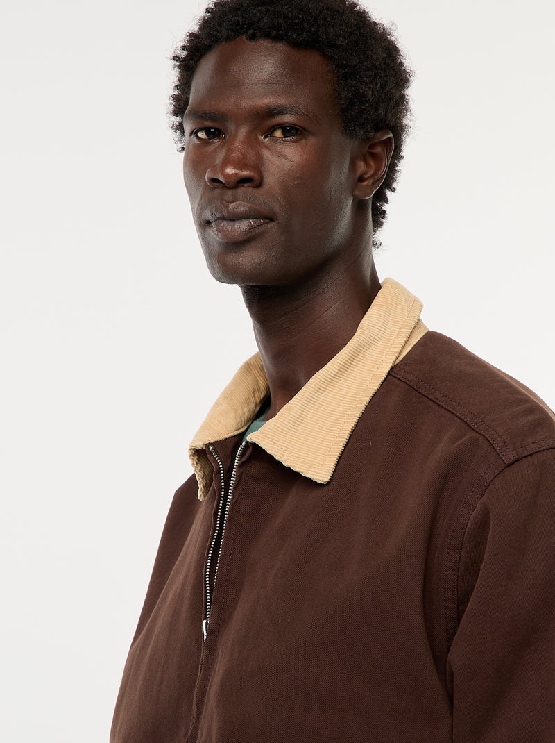 Jasje van twill met ribboord bruin - Kiabi