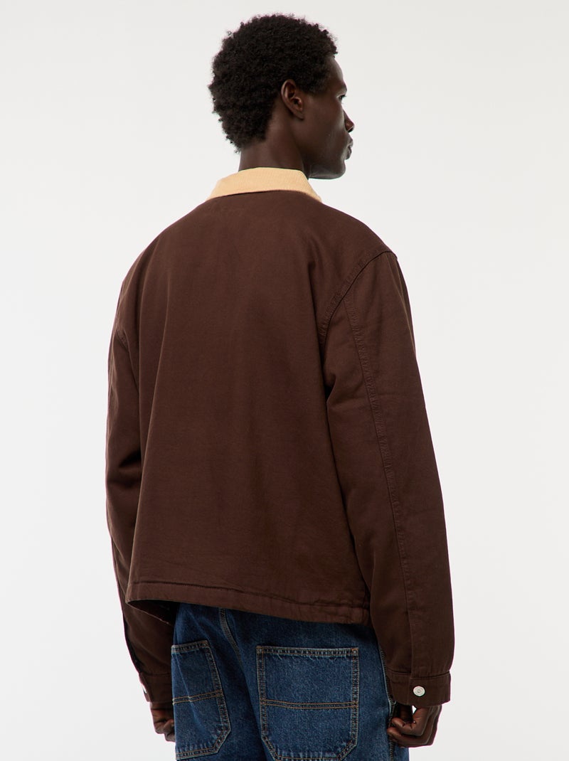 Jasje van twill met ribboord bruin - Kiabi