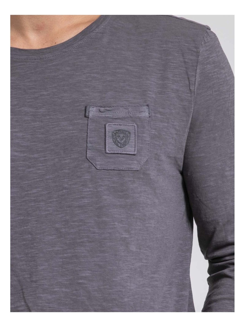 Javeloti t-shirt met lange mouwen, ronde hals en gemaakt van puur katoen Grijs - Kiabi
