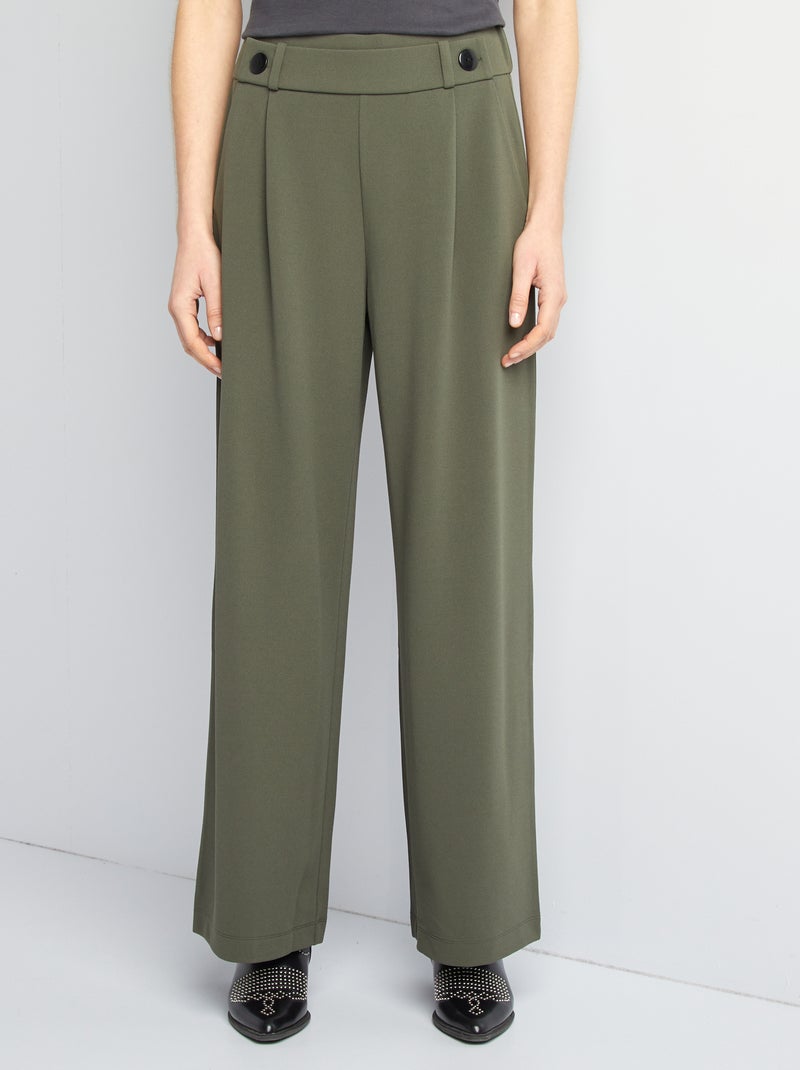 JDY - Wijde broek met hoge taille KAKI - Kiabi