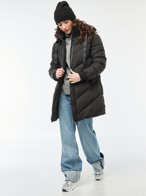 JDY | Lang, effen donsjack met capuchon - Kiabi