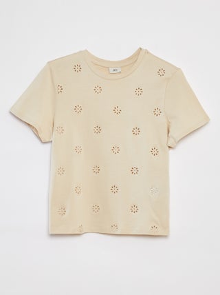 'JDY'-T-shirt met broderie anglaise