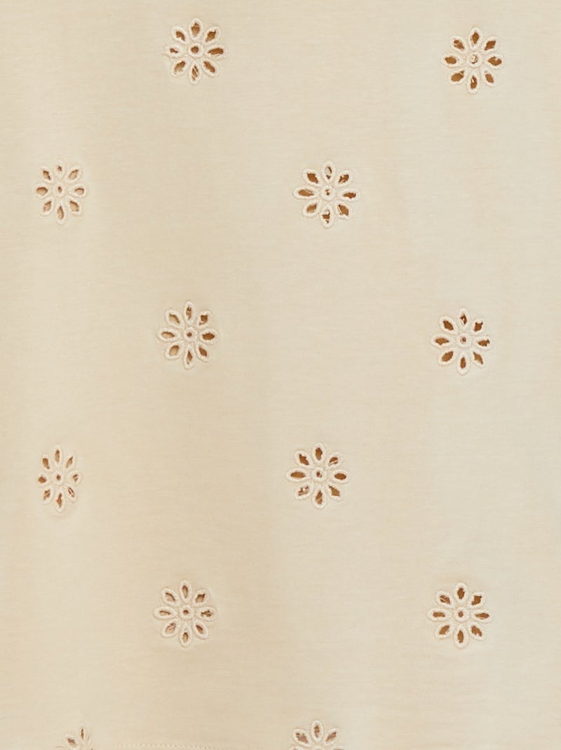 'JDY'-T-shirt met broderie anglaise BIEGE - Kiabi