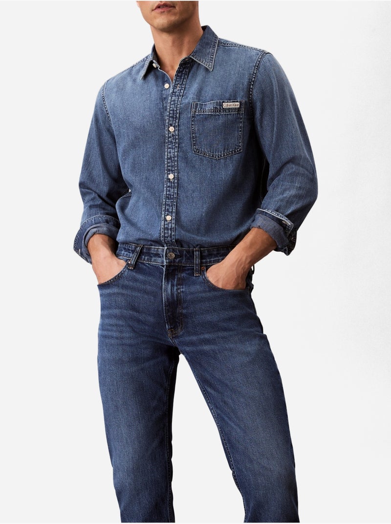 Jean à bouton - calvin klein Bleu - Kiabi