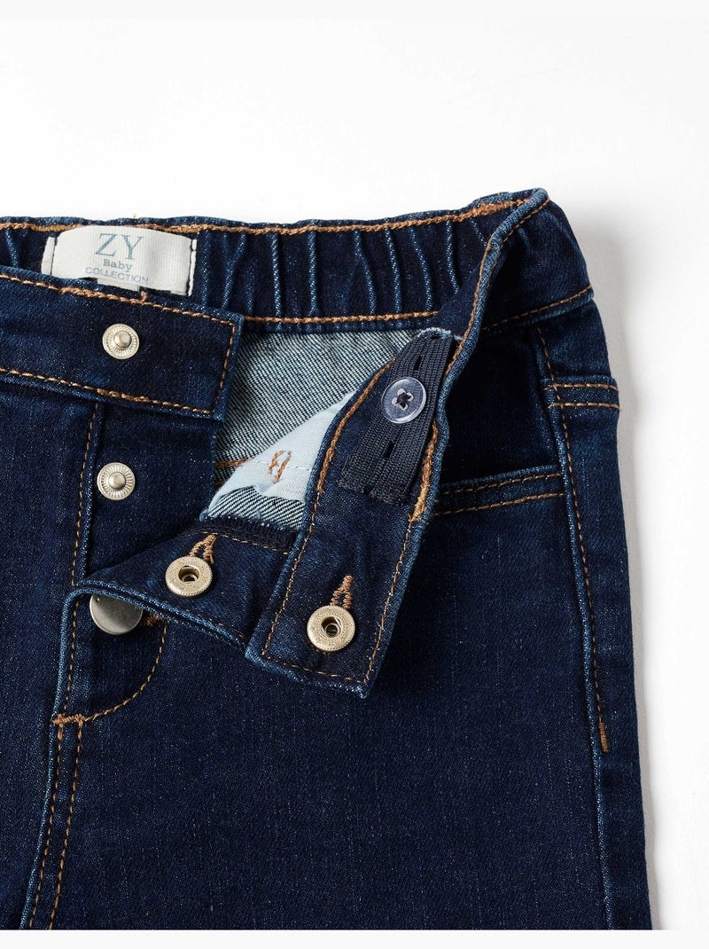 Jean à jambe large avec boutons-pression Bleu foncé - Kiabi