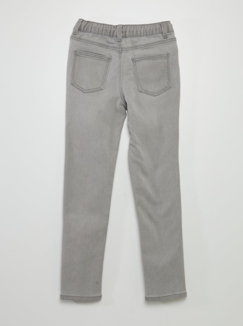 Jean à taille élastiquée avec cordons Gris - Kiabi