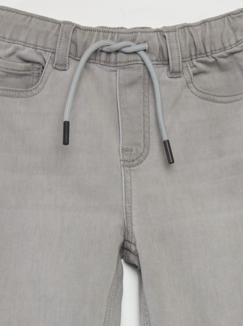 Jean à taille élastiquée avec cordons Gris - Kiabi