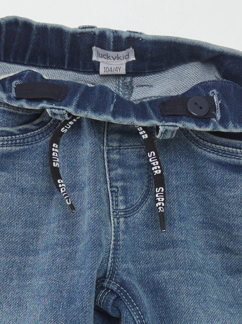 Jean Garçon Déchiré Rolanko - Taille élastiquée, Jambe Effilée, Style Rétro - 5-15 Ans