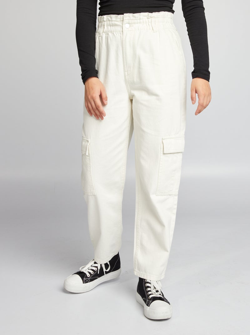 Jean baggy à taille élastiquée Blanc - Kiabi