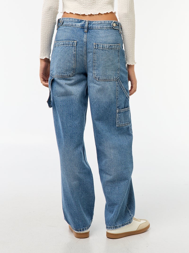 Jean baggy avec abrasion fantaisie Bleu - Kiabi