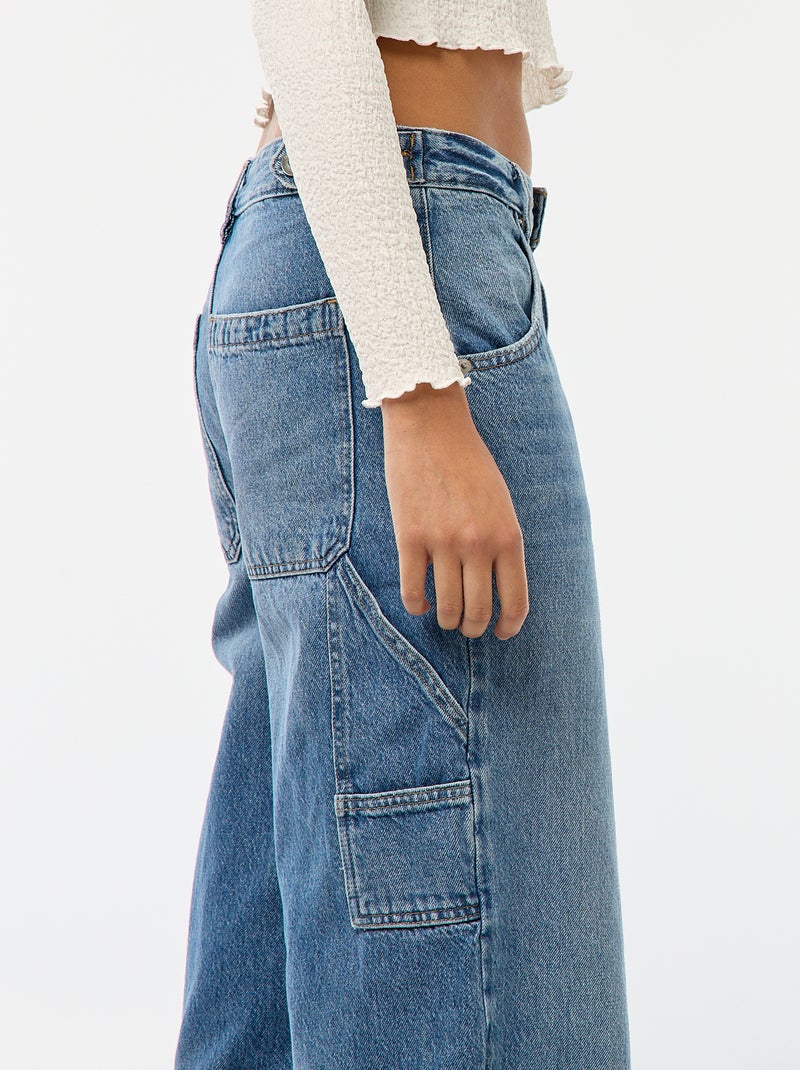 Jean baggy avec abrasion fantaisie Bleu - Kiabi